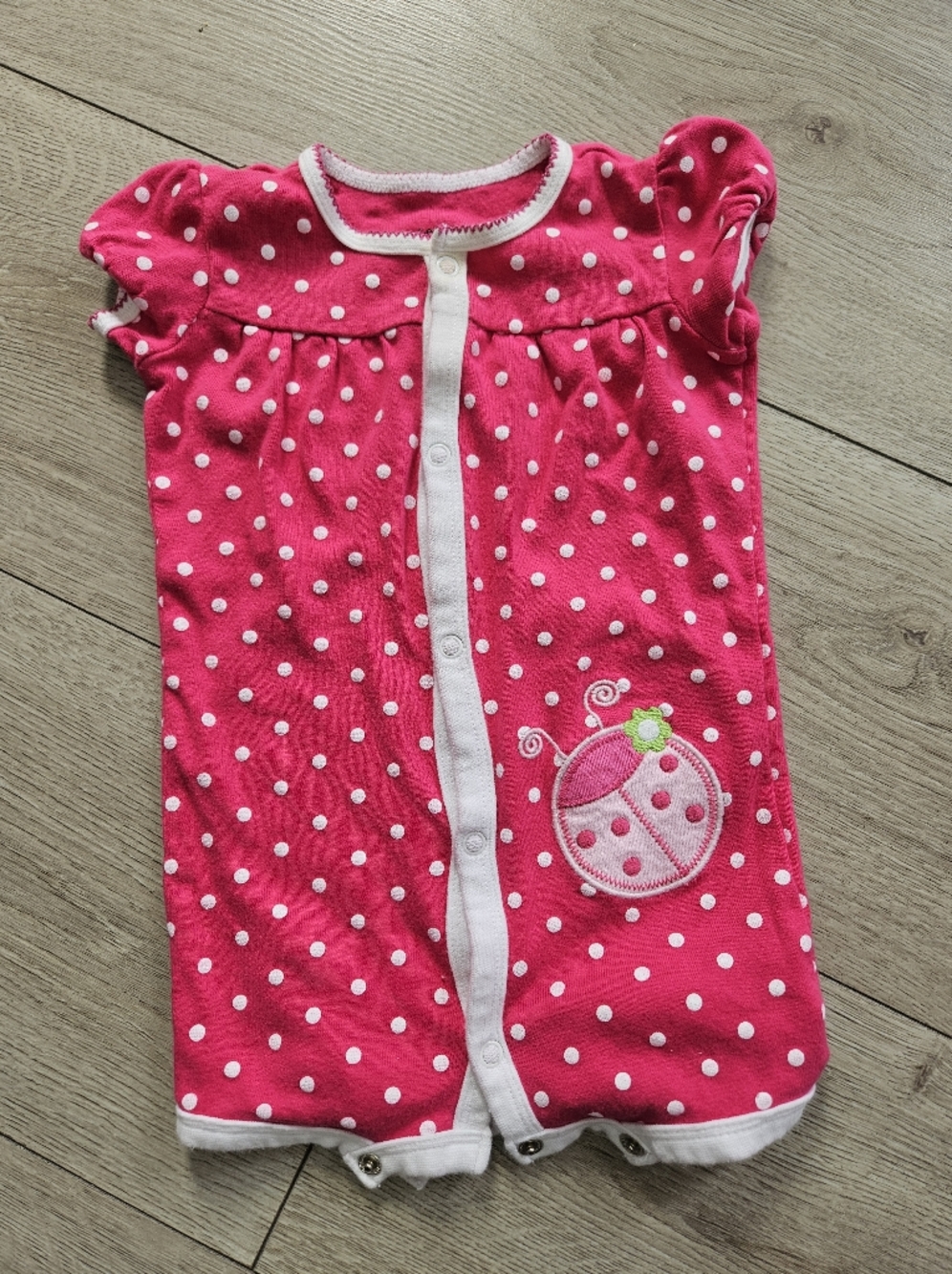 George Baby Pink Polka Dot Ladybug Romper Sleeveless 3-6M🩷